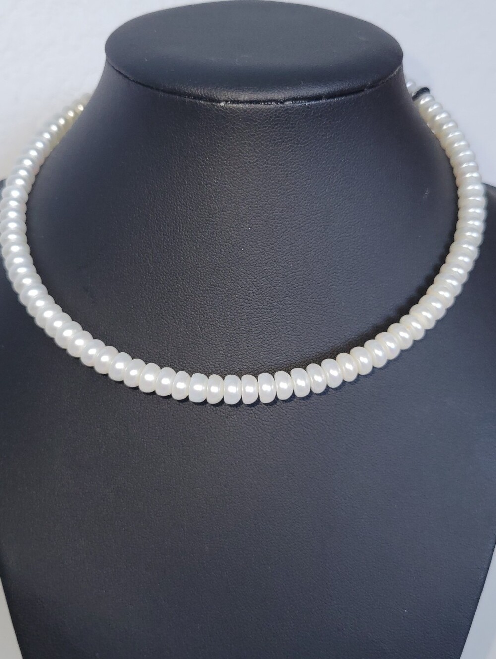 Classic White Pearl Choker - Flex Wire Bypass No Clasp Necklace